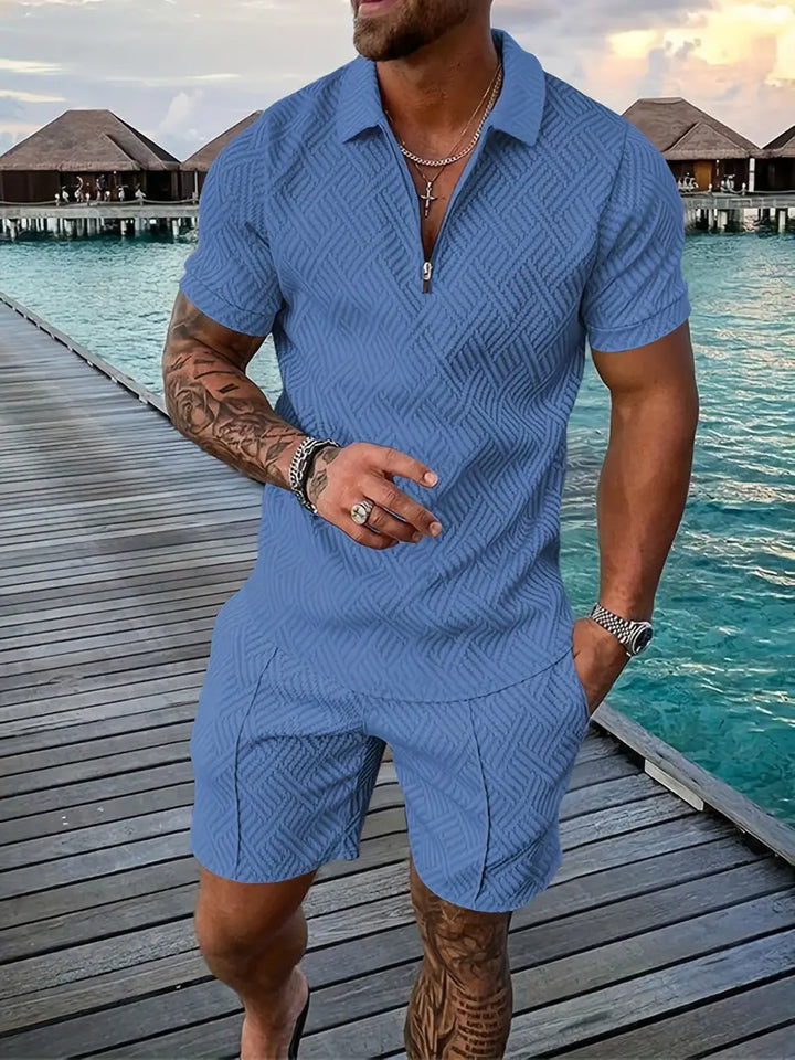 Lässiges Sommerliches Herren Poloshirt und Shorts Set