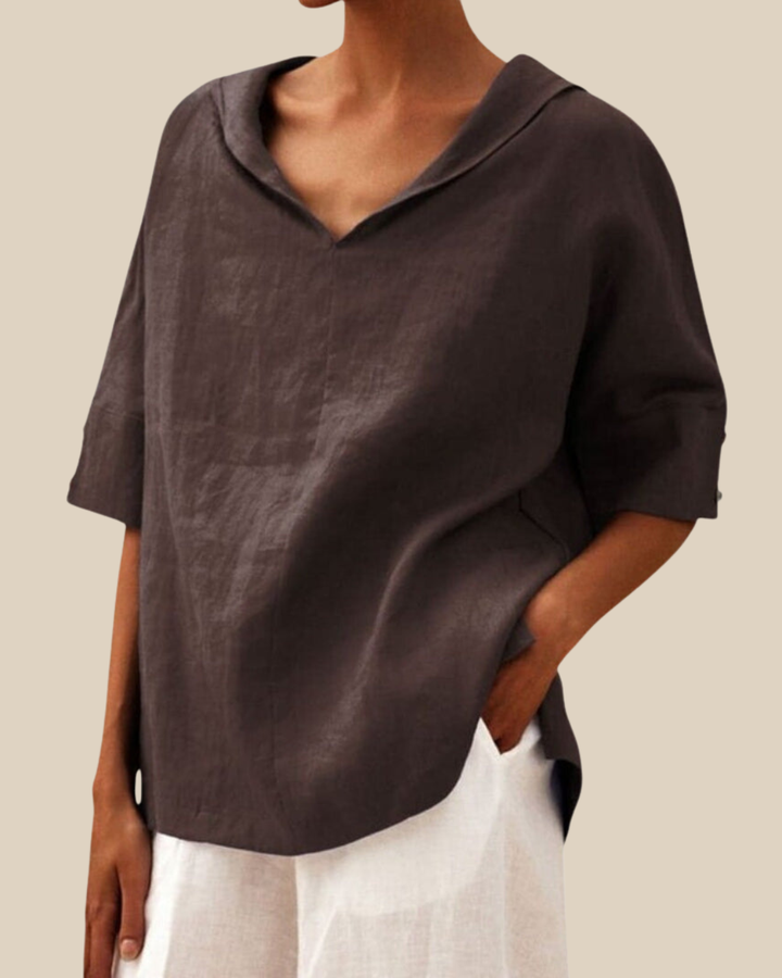 Leichte Atmungsaktive Damen Leinenmischbluse