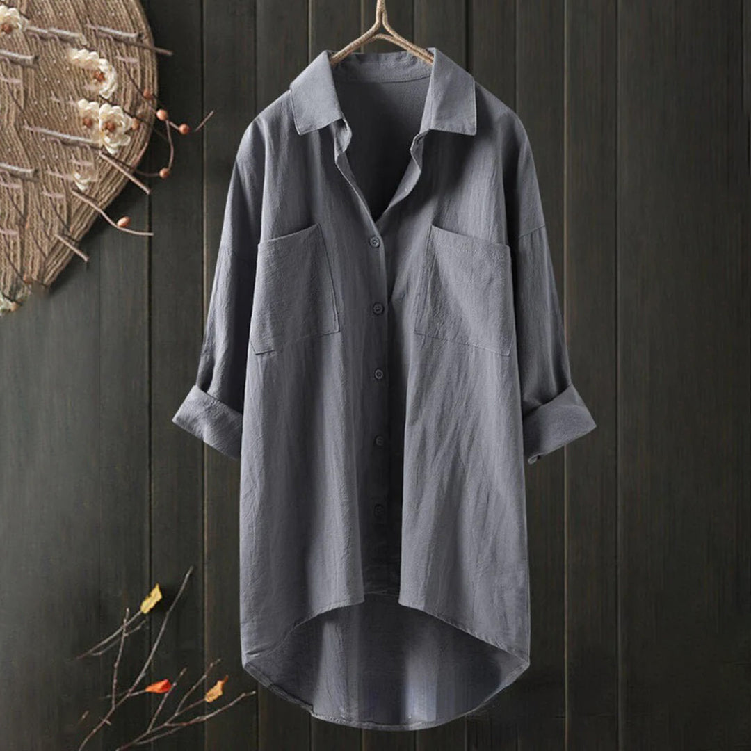 Elegantes Langarm Damen Button-Down-Hemd