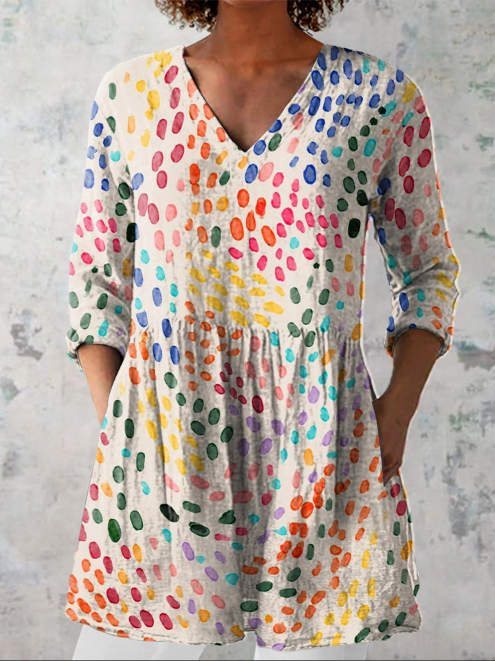 Ausdrucksstarke Lange Damen Bluse mit Muster
