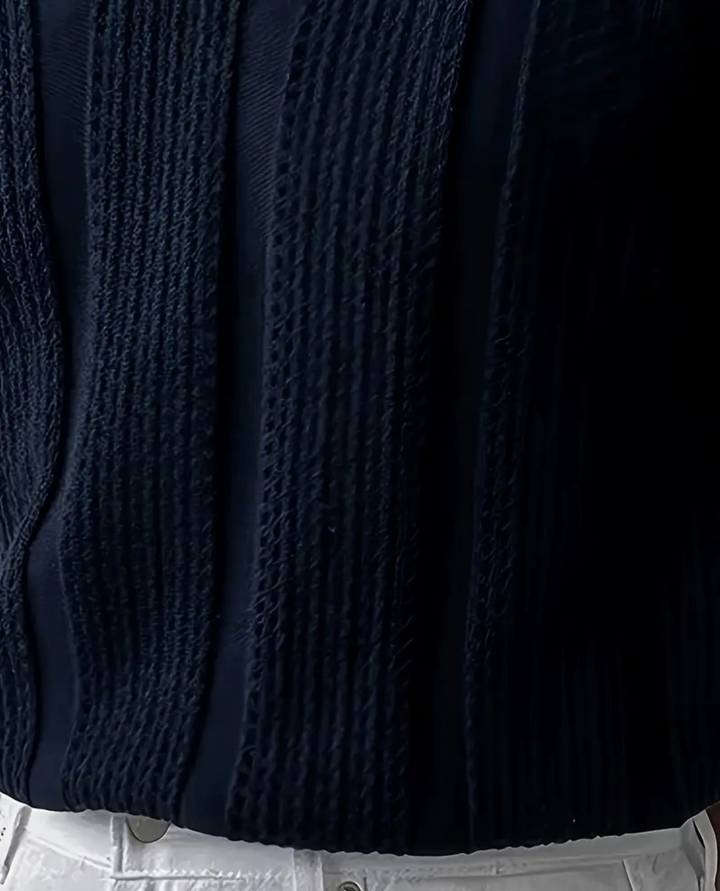 Atmungsaktives Strukturiertes Herren Strick-Poloshirt