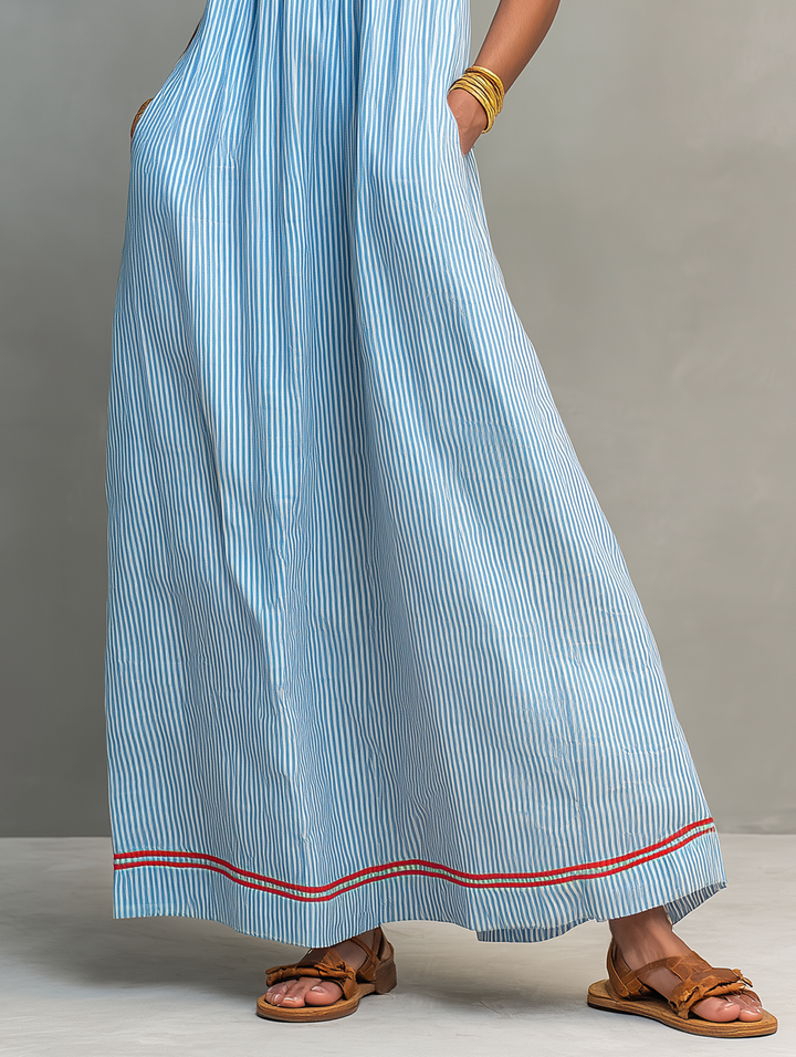 Luftiges Gestreiftes Damen Maxikleid