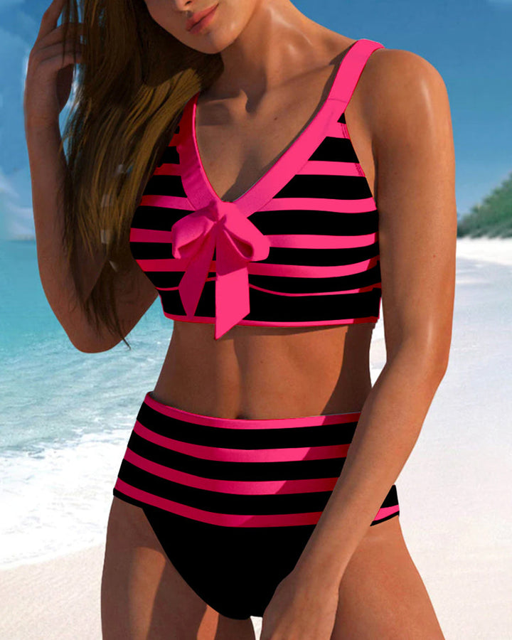 Gestreifter Hochtaillierter Damen Bikini