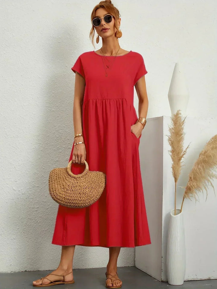 Elegantes Fließendes Damen Midikleid