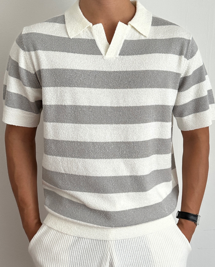 Lässiges Gestreiftes Herren Poloshirt