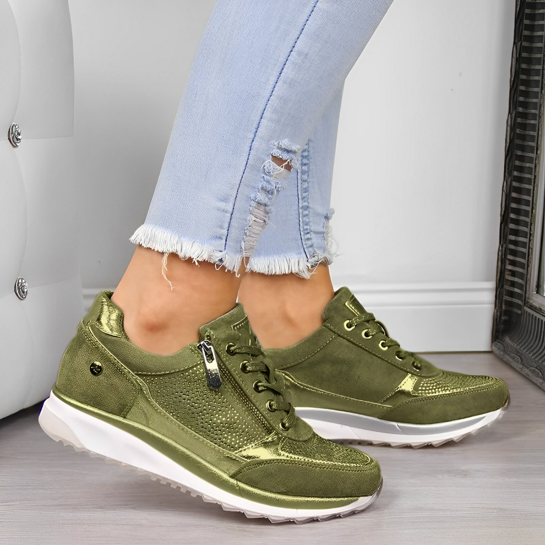 Atmungsaktive Ergonomische Damen Sneakers mit Reißverschluss