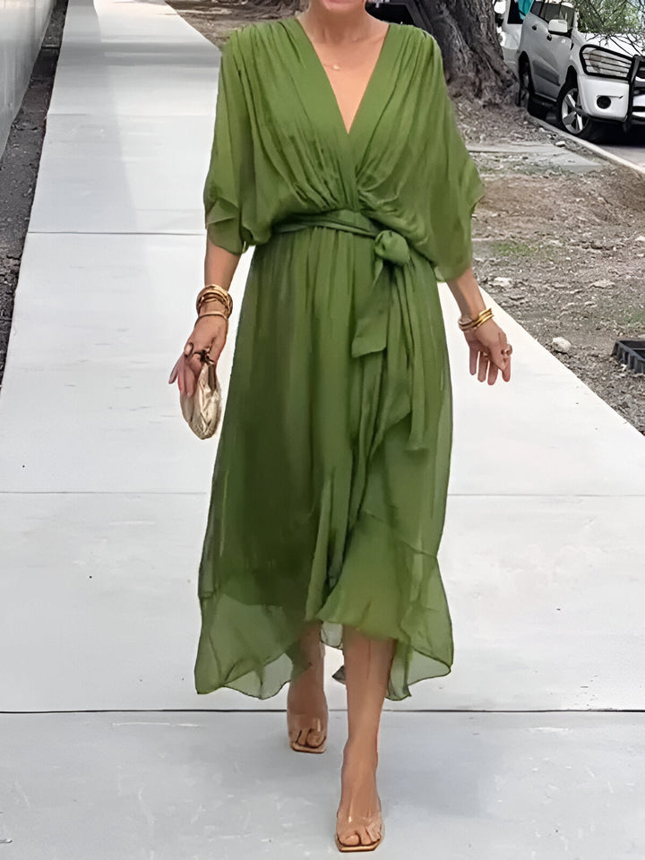 Chiffon-Wickelkleid in Midilänge
