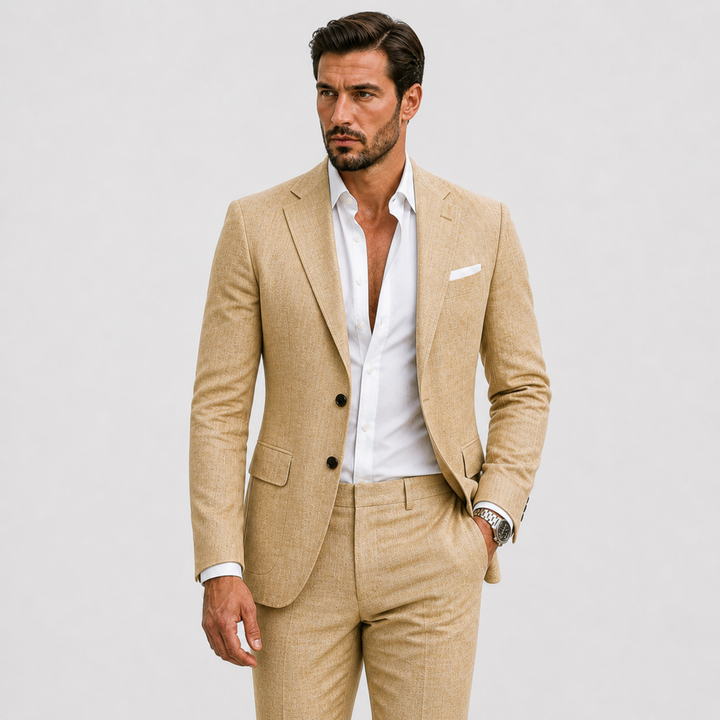 Eleganter Atmungsaktiver Herren Leinenanzug