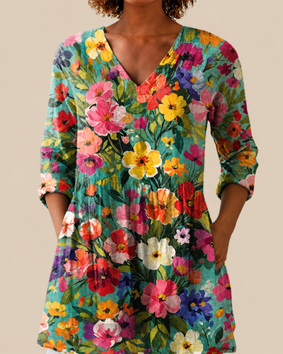 Gemusterte Lange Damen Bluse