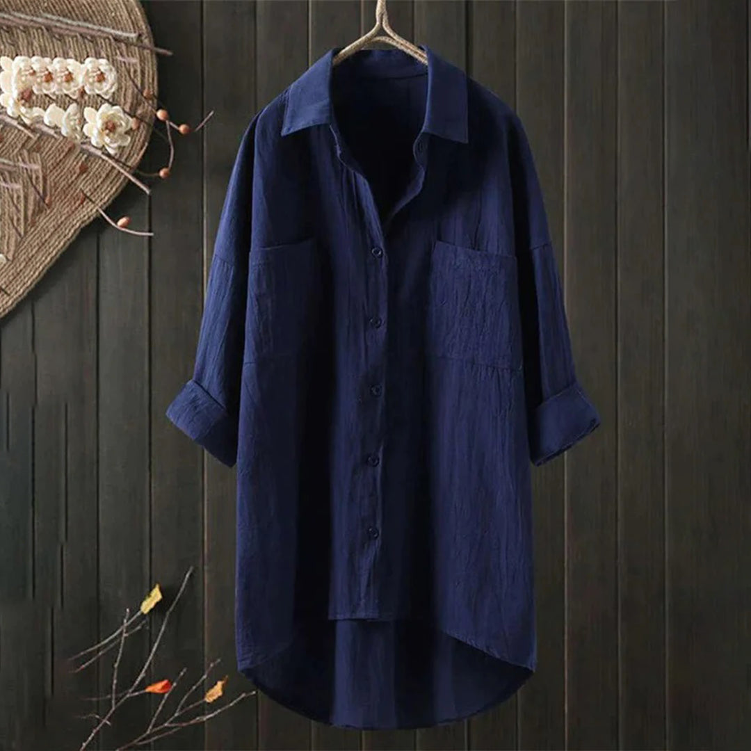 Elegantes Langarm Damen Button-Down-Hemd