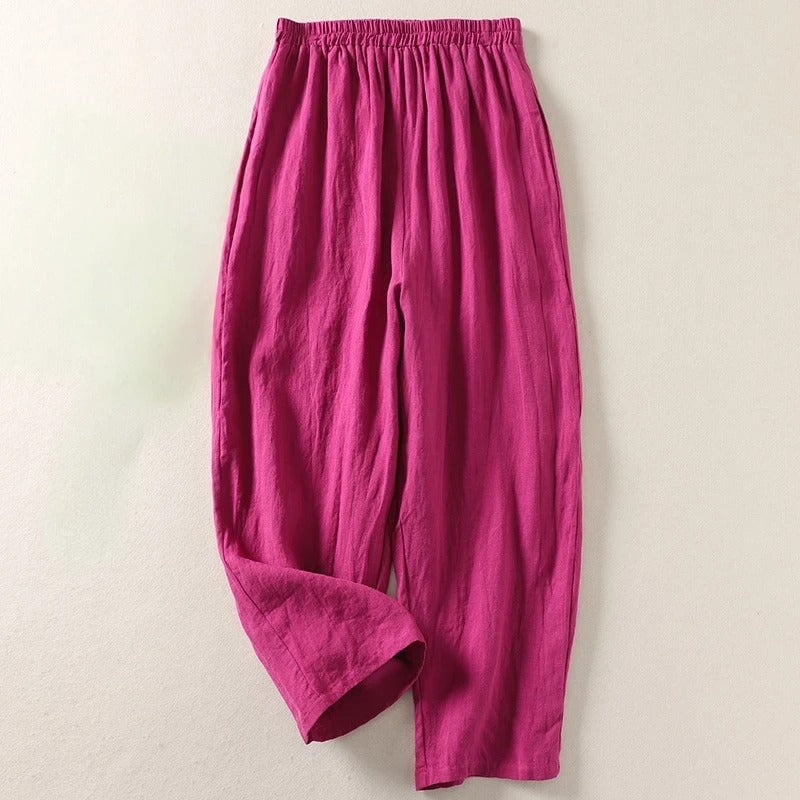 Fließende Leichte Damen Baumwoll-Leinen-Hose