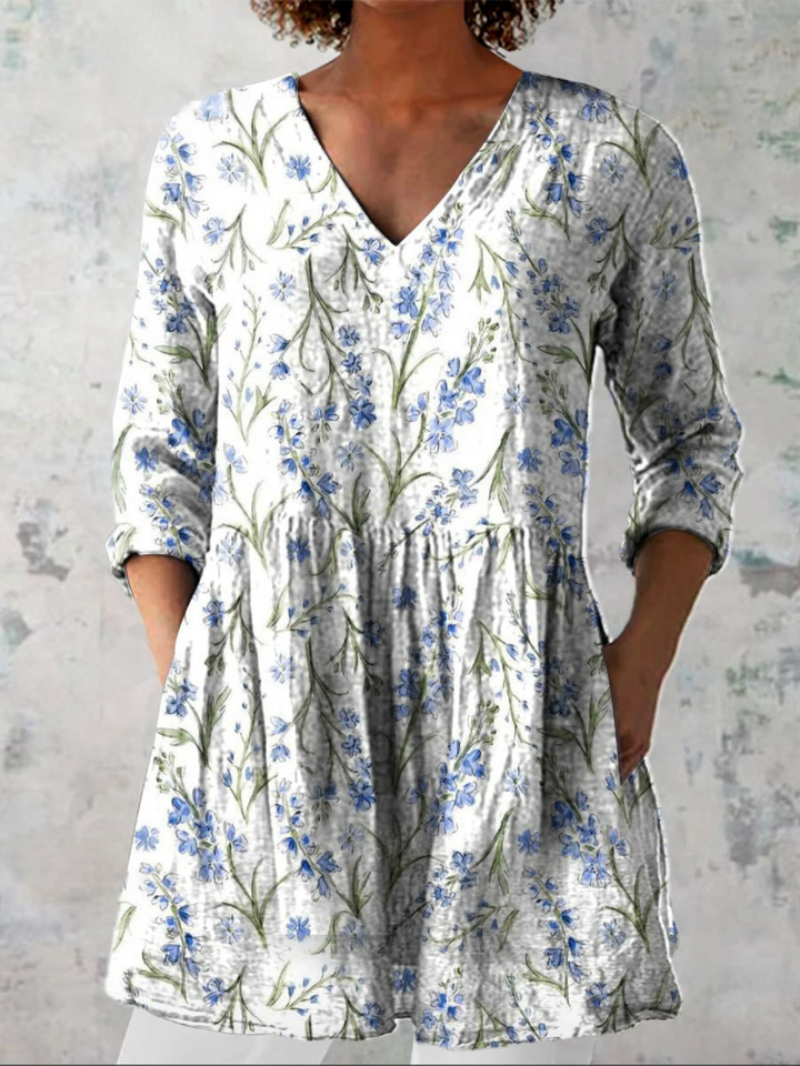 Ausdrucksstarke Lange Damen Bluse mit Muster