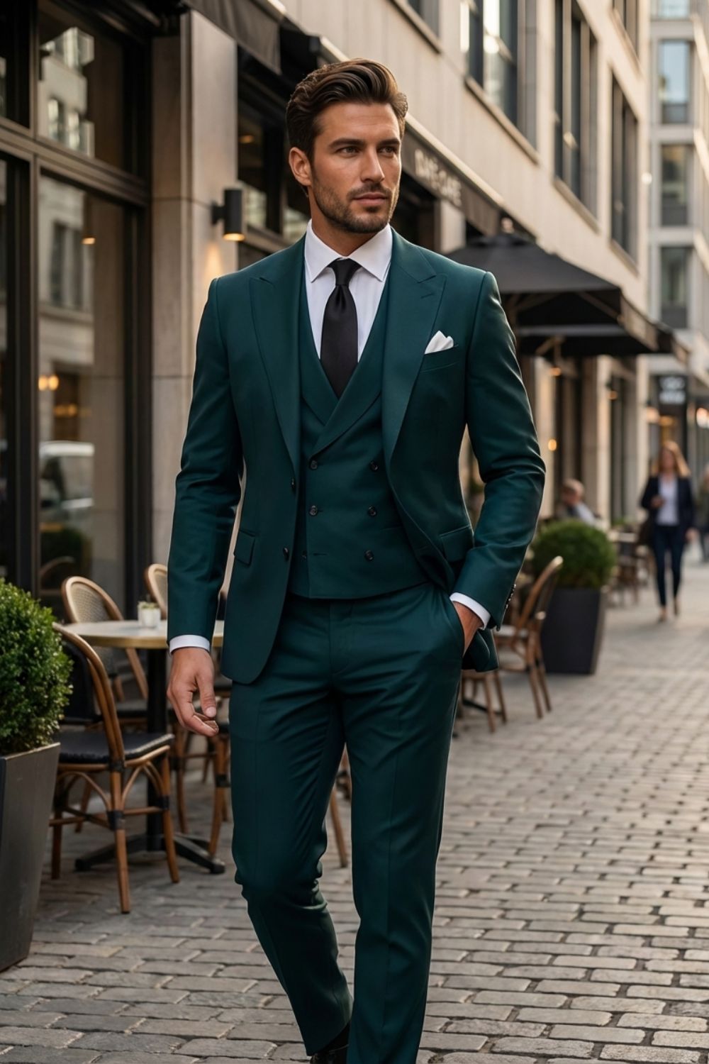 Klassischer Herren Anzug 3-Teilig mit Spitzen-Revers