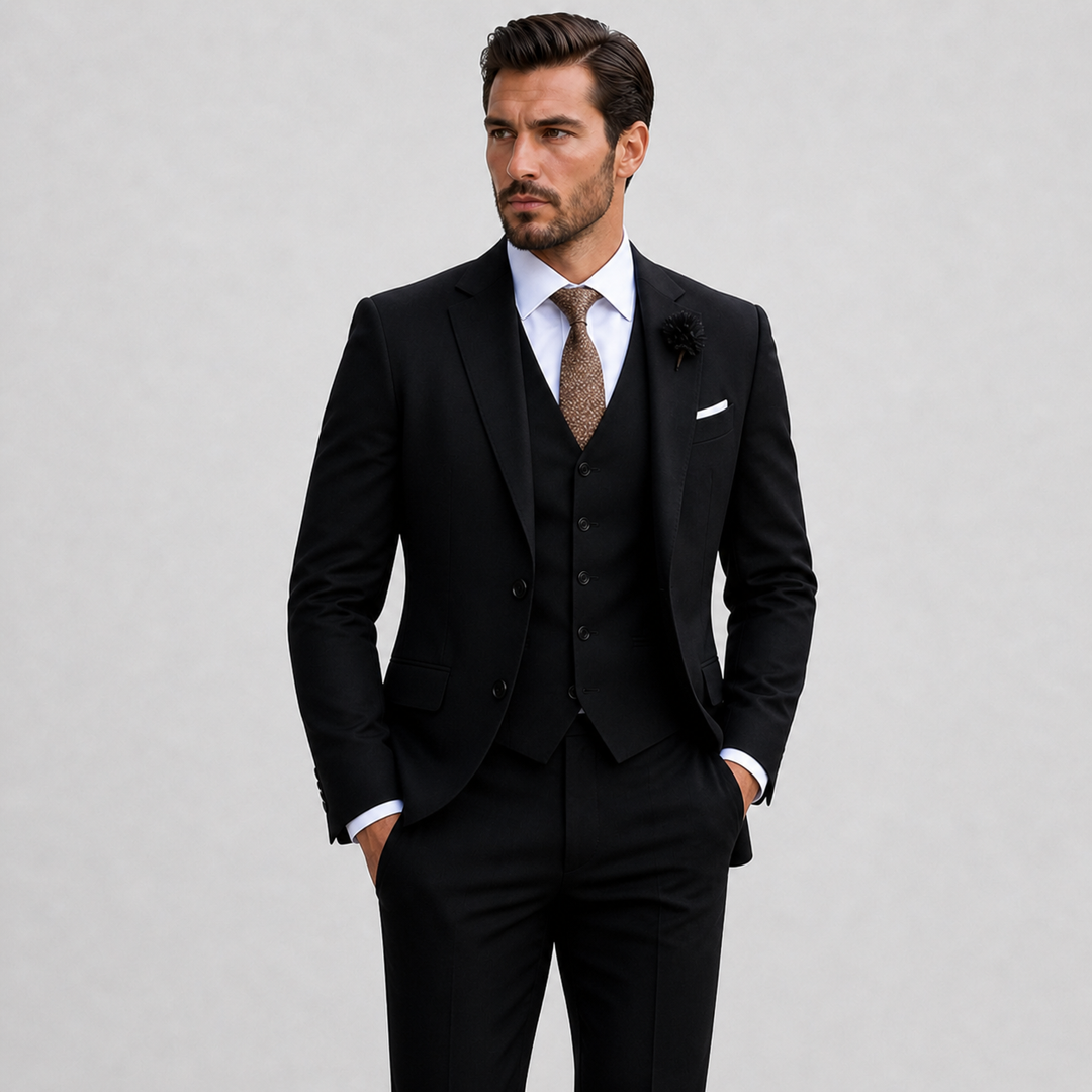Eleganter Slim-Fit Herren Dreiteiliger Anzug