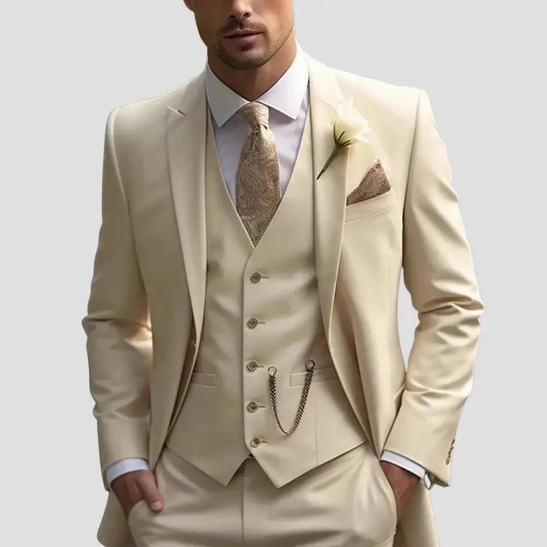 Eleganter Slim Fit Herren Dreiteiliger Anzug