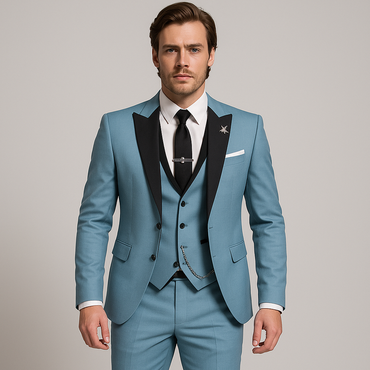 Eleganter Slim-Fit Herren Dreiteiler-Anzug mit Spitzrevers
