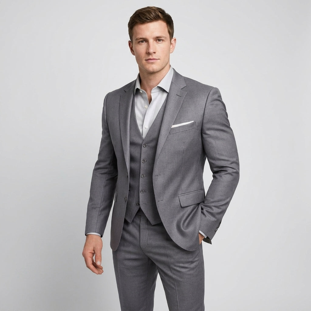 Eleganter Slim-Fit Herren Dreiteiliger Anzug