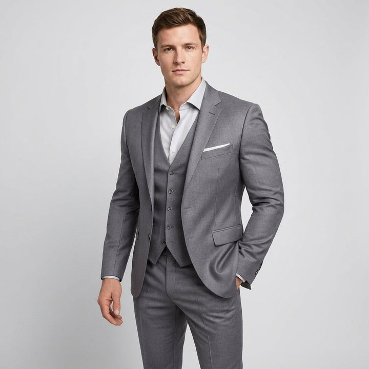 Eleganter Slim-Fit Herren Dreiteiliger Anzug