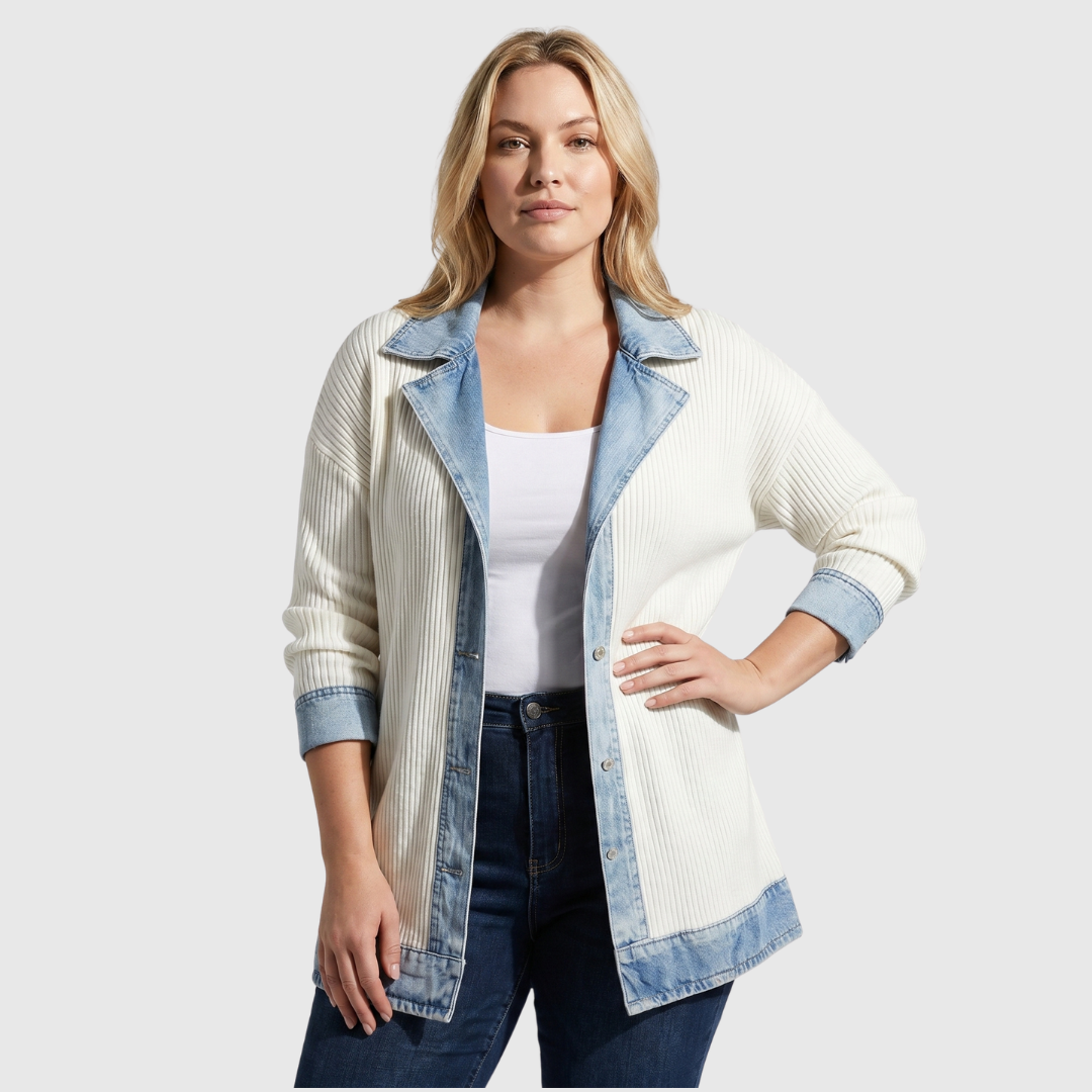 Lässige Patchwork Damen Denimjacke