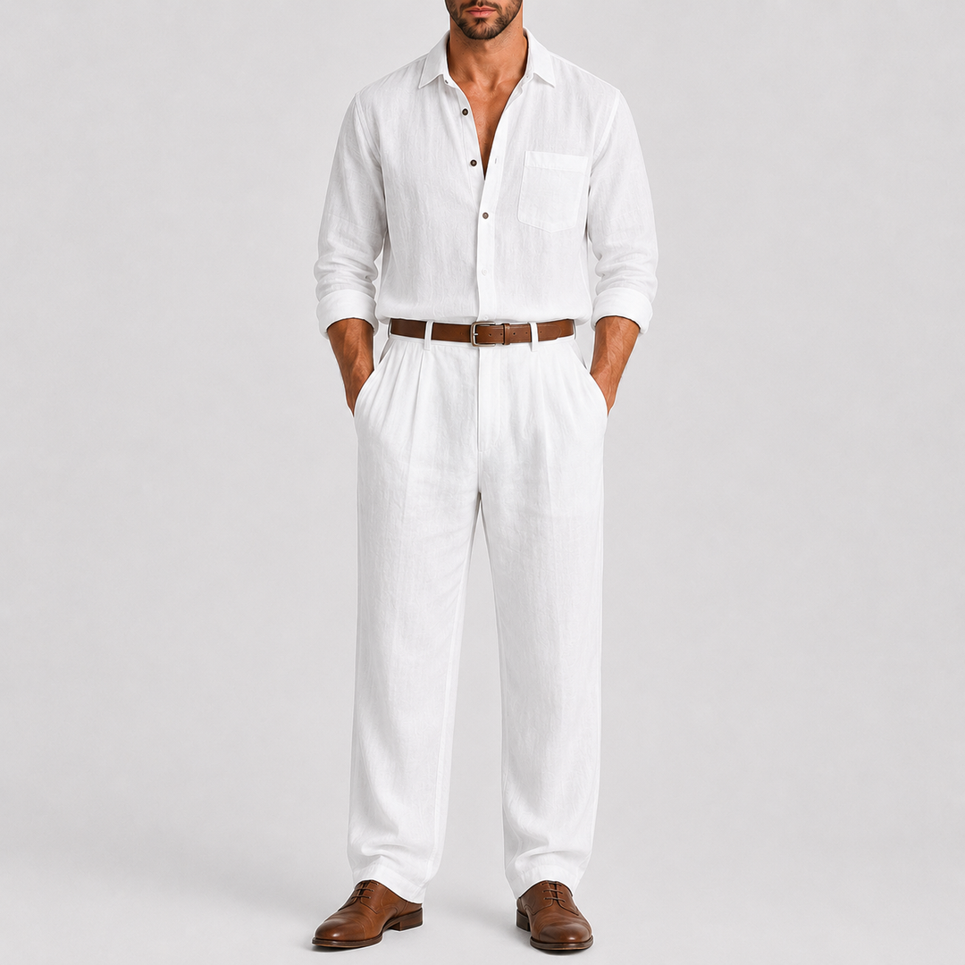 Elegantes Sommerliches Herren Hemd &amp; Hosen Set