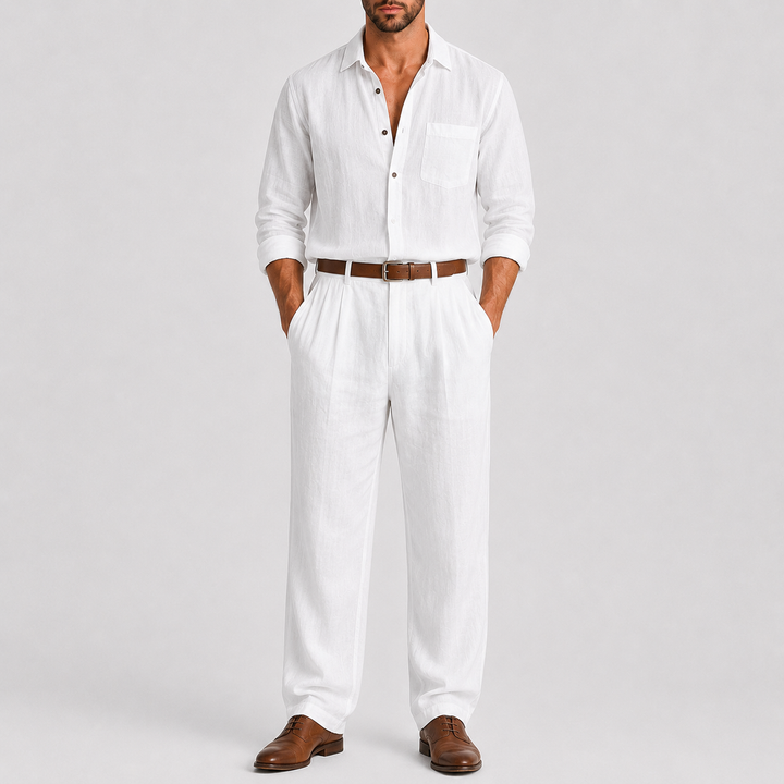 Elegantes Sommerliches Herren Hemd &amp; Hosen Set