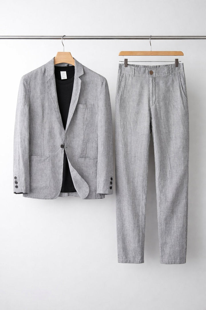 Lässiges Leinen Herren Anzug-Set mit Blazer und Hose