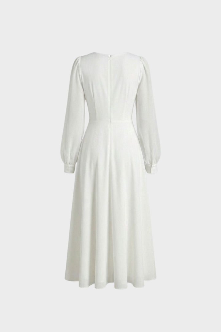 Elegantes Damen Midikleid mit V-Ausschnitt und Langarm