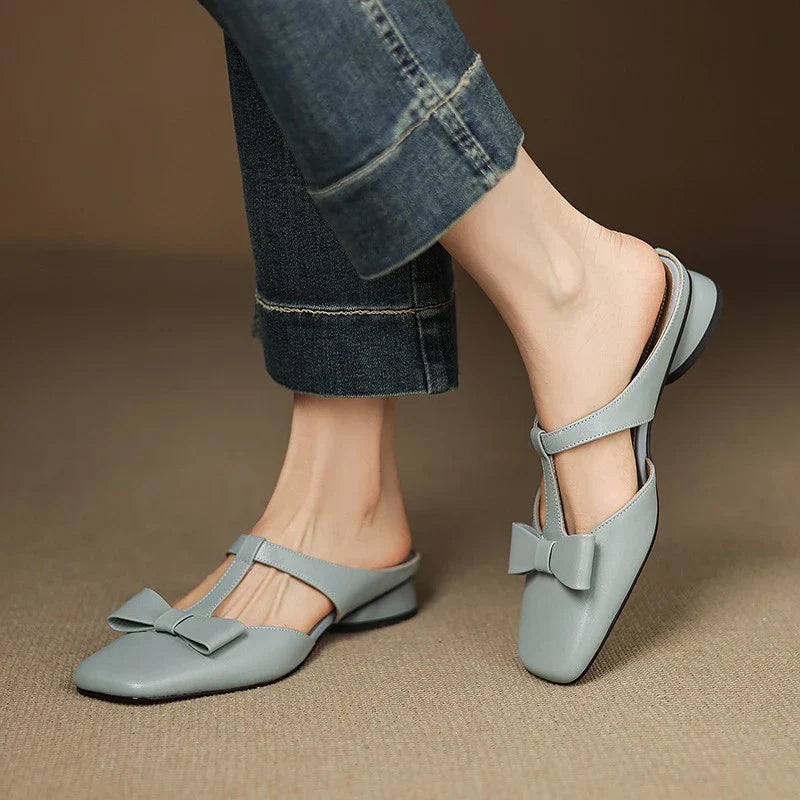 Elegante Schicke Damen Leder-Mules