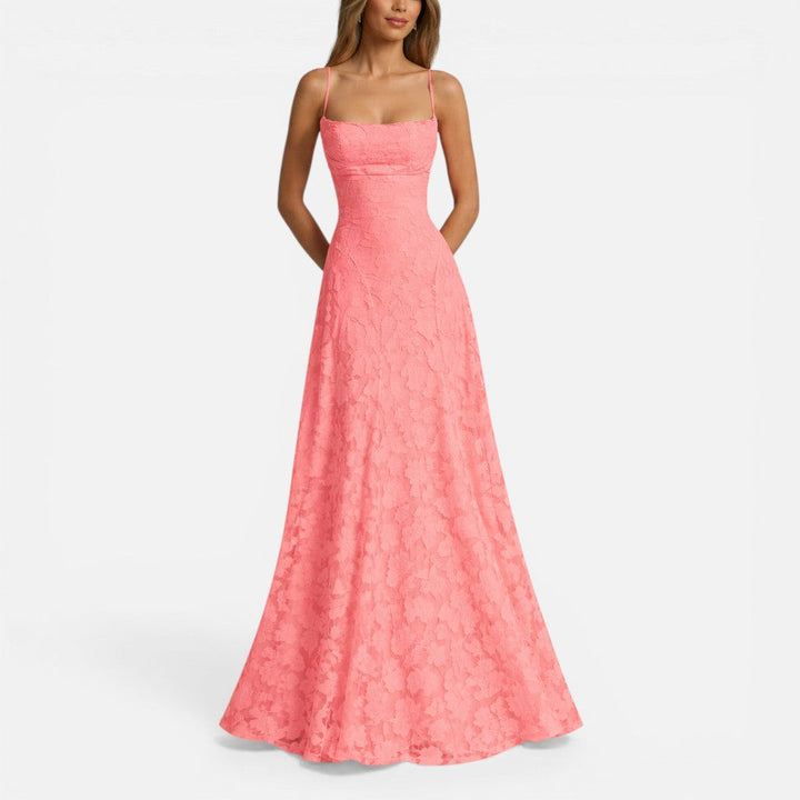 Elegantes Ausgestelltes Damen Maxikleid mit Spaghettiträgern