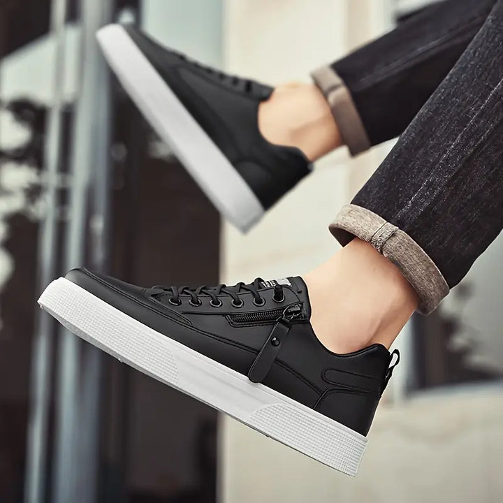 Elegante Herren Leder-Sneakers mit Seitenreißverschluss
