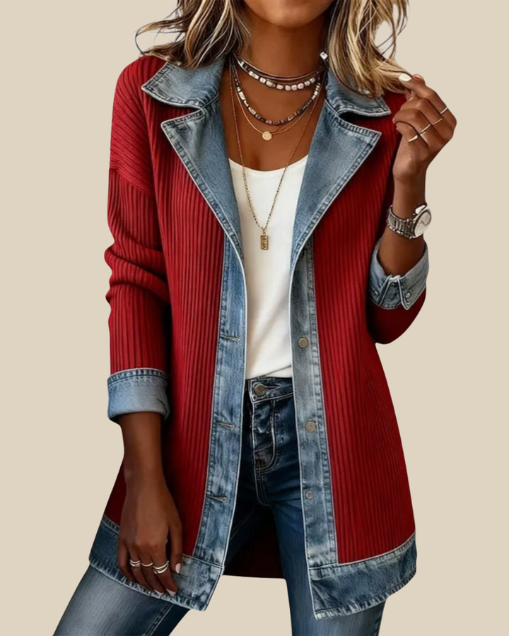 Lässige Patchwork Damen Denimjacke