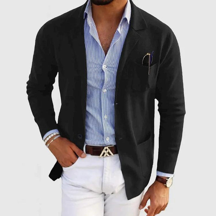 Klassische Herren Strickjacke mit Reverskragen und Taschen