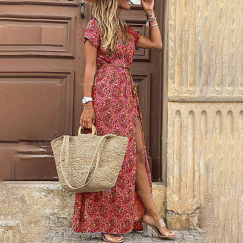 Sommerliches Fließendes Damen Boho-Kleid