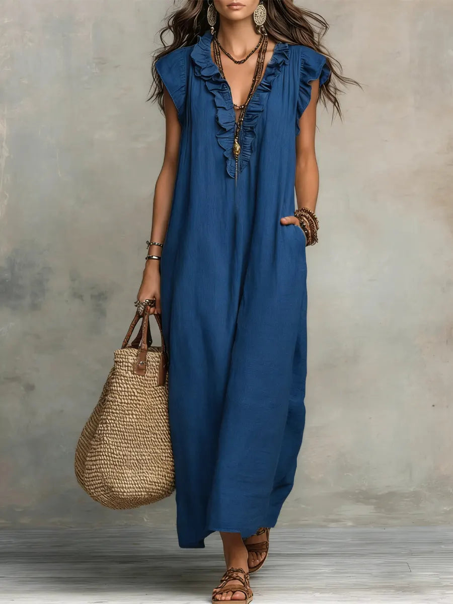 Luftiges Damen Maxikleid mit Rüschen