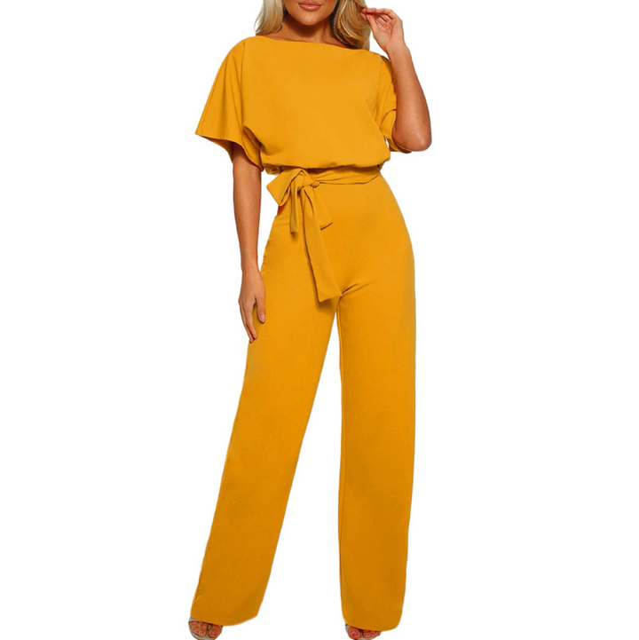 Eleganter Lässiger Damen Jumpsuit mit Gürtel