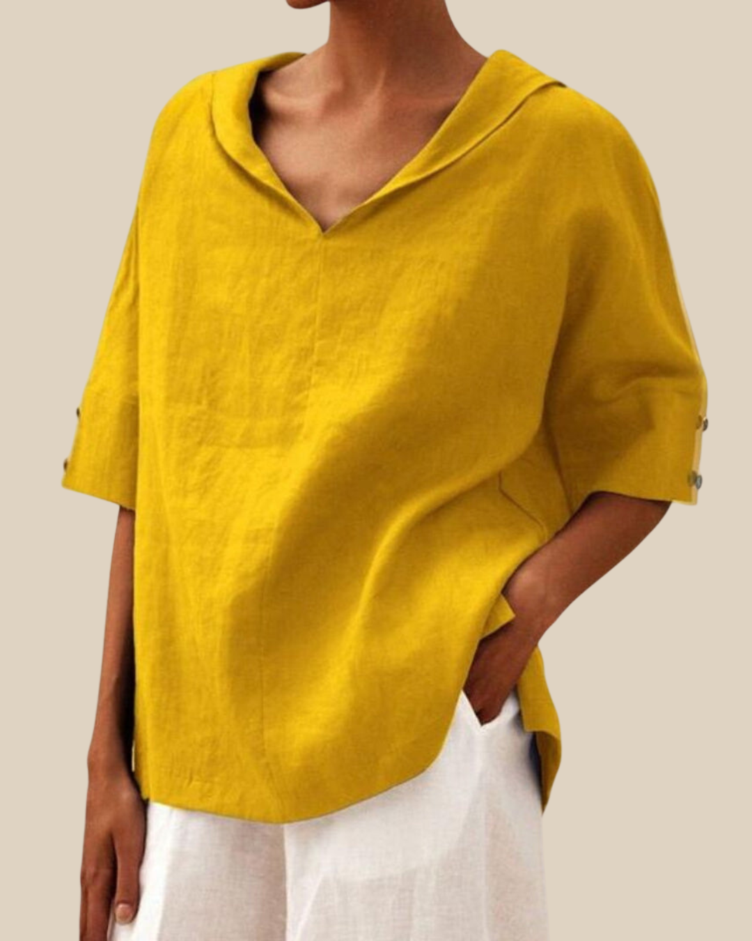 Leichte Atmungsaktive Damen Leinenmischbluse