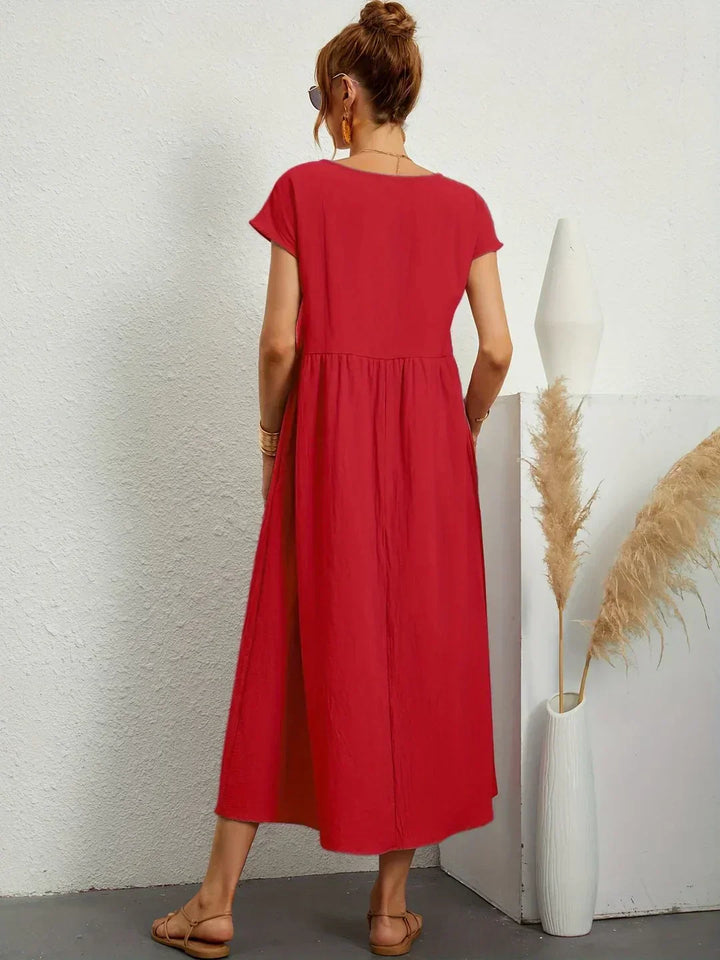 Elegantes Fließendes Damen Midikleid