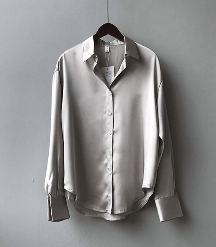 Elegante Satin Damen Bluse mit Knöpfen