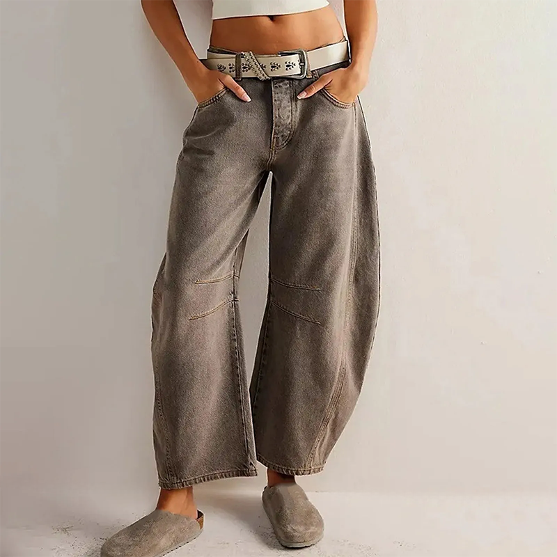 Bequeme Vielseitige Damen Jeans mit Weitem Bein