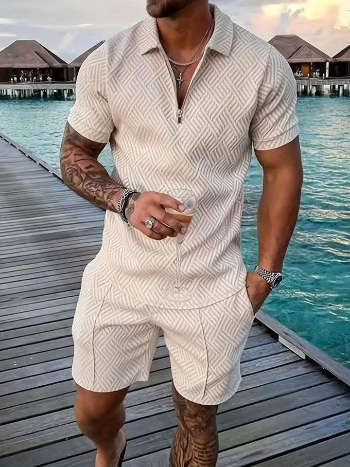 Lässiges Sommerliches Herren Poloshirt und Shorts Set
