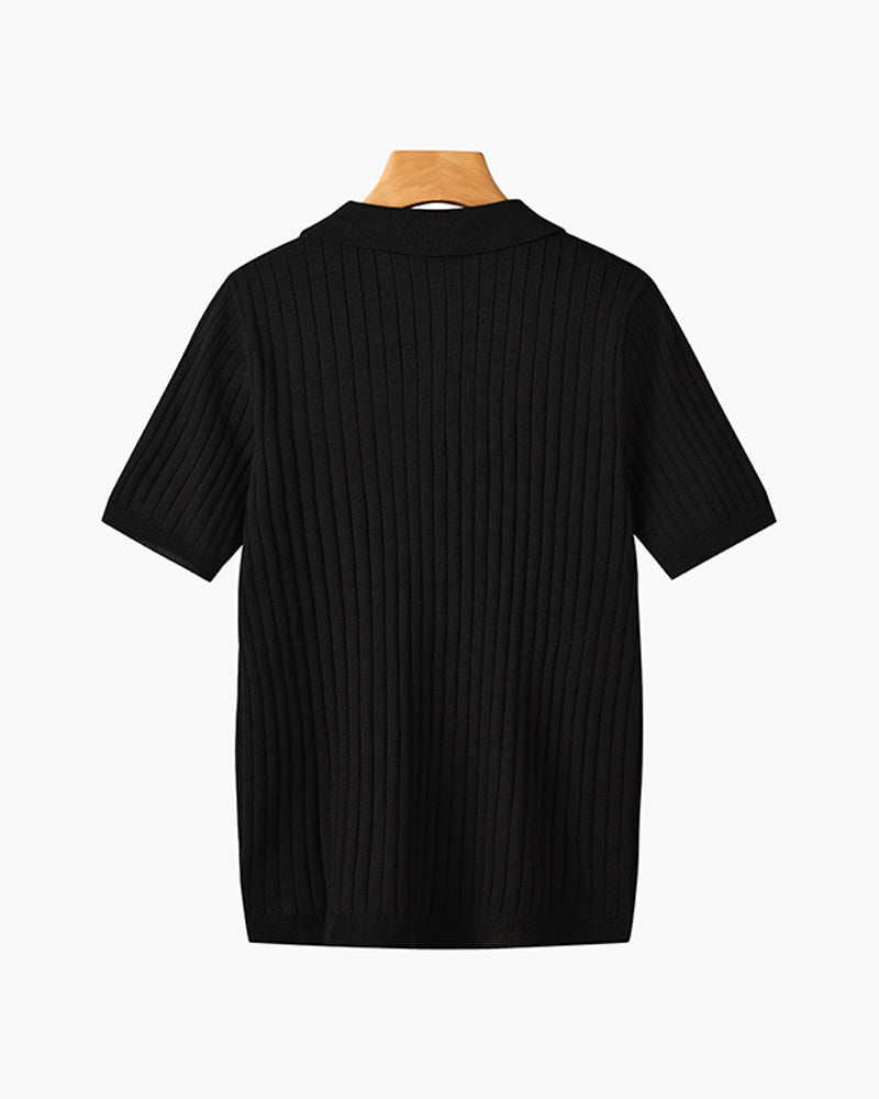 Elegantes Gestricktes Herren Poloshirt aus Baumwolle