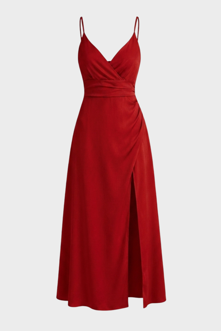 Elegantes Damen Wickel-Maxikleid mit Spaghettiträgern