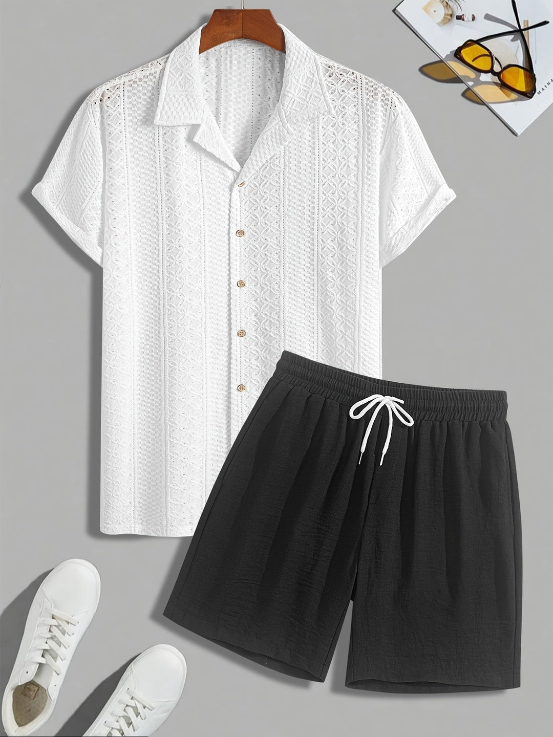 Lässiges Jacquard Herren Kurzarm-Set