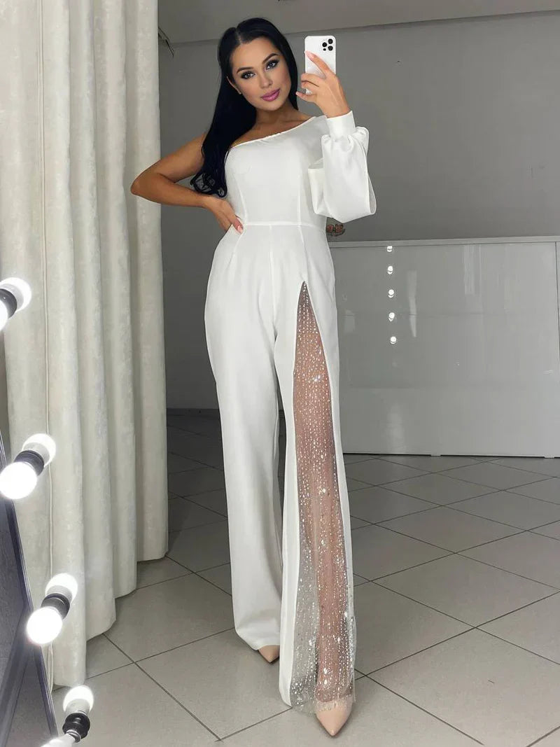 Eleganter One-Shoulder Damen Jumpsuit