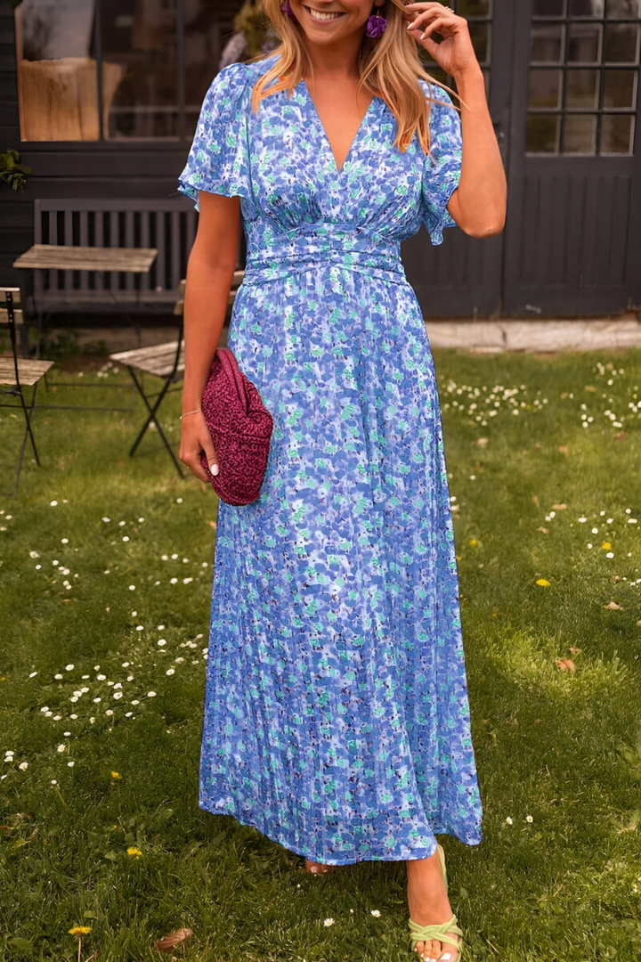Elegantes Sommerliches Damen Maxikleid mit V-Ausschnitt
