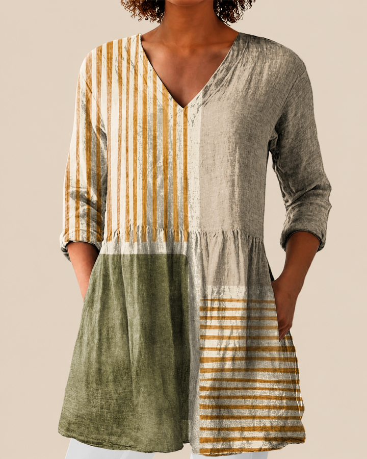 Ausdrucksstarke Gemusterte Damen Langbluse