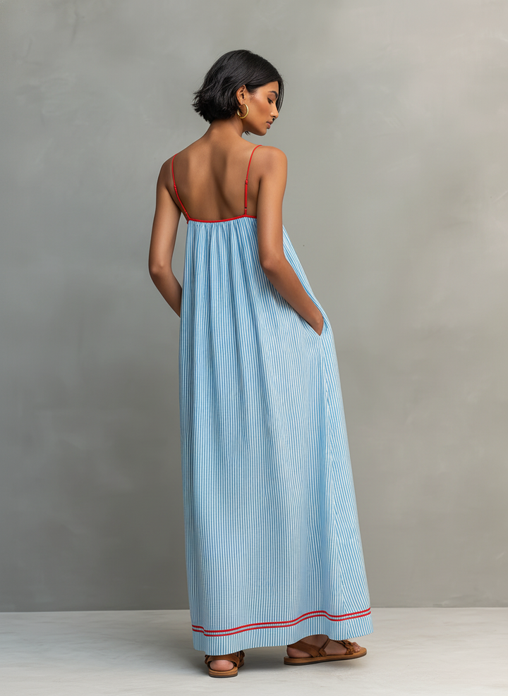 Luftiges Gestreiftes Damen Maxikleid