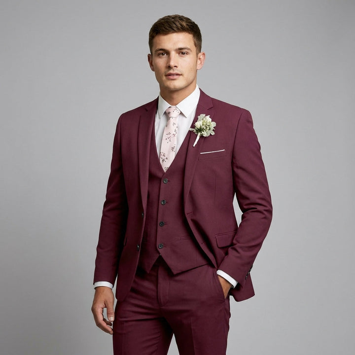 Eleganter Slim-Fit Herren Dreiteiliger Anzug