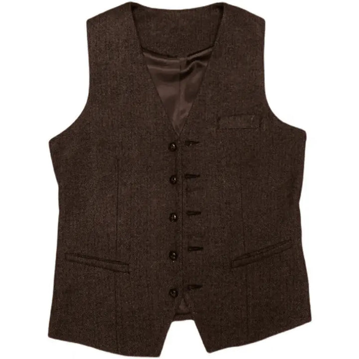 Eleganter Klassischer Herren Dreiteiliger Tweed Anzug