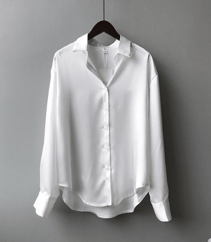 Elegante Satin Damen Bluse mit Knöpfen